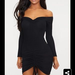 Off the shoulder ruched Bardot dress
